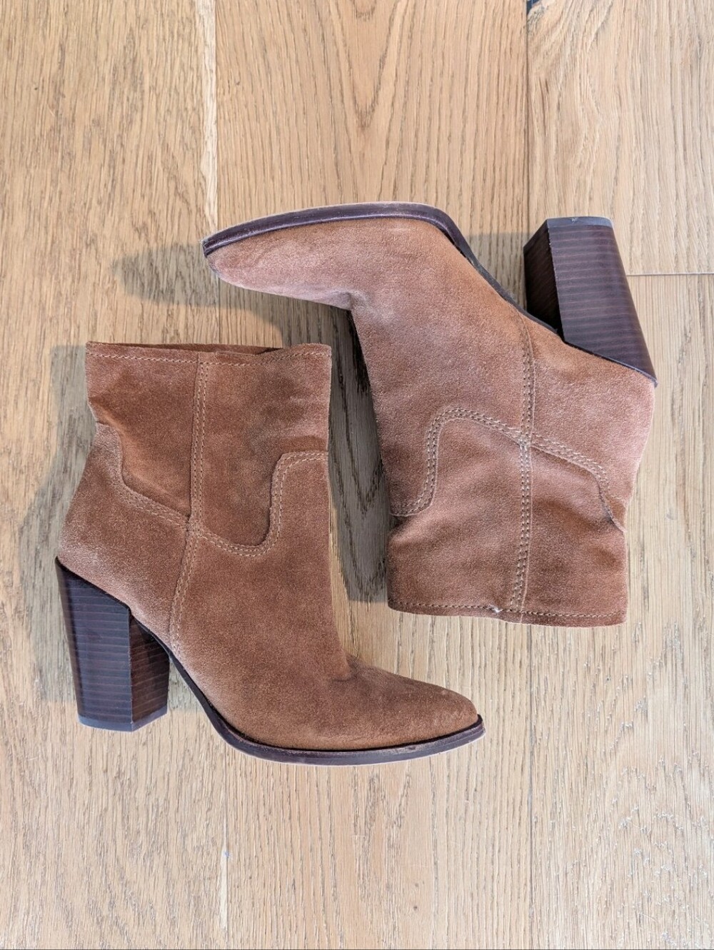 Dolce Vita Suede Brown Women's Ankle Boots - Chunky Heel